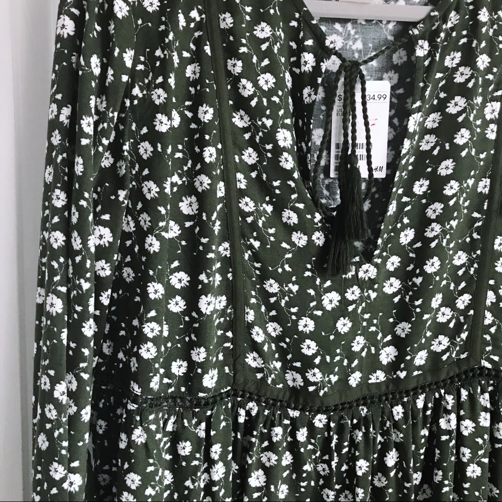 H&M green boho floral dress